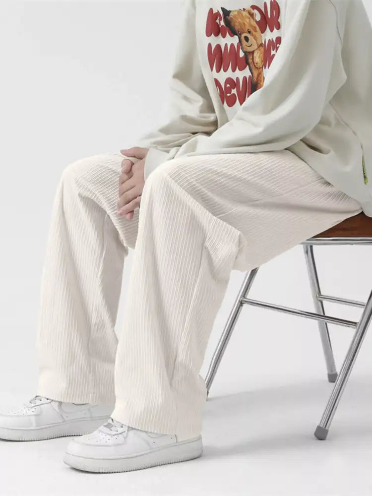 Men’s Full Size Drawstring Wide Leg Corduroy Pants Plus