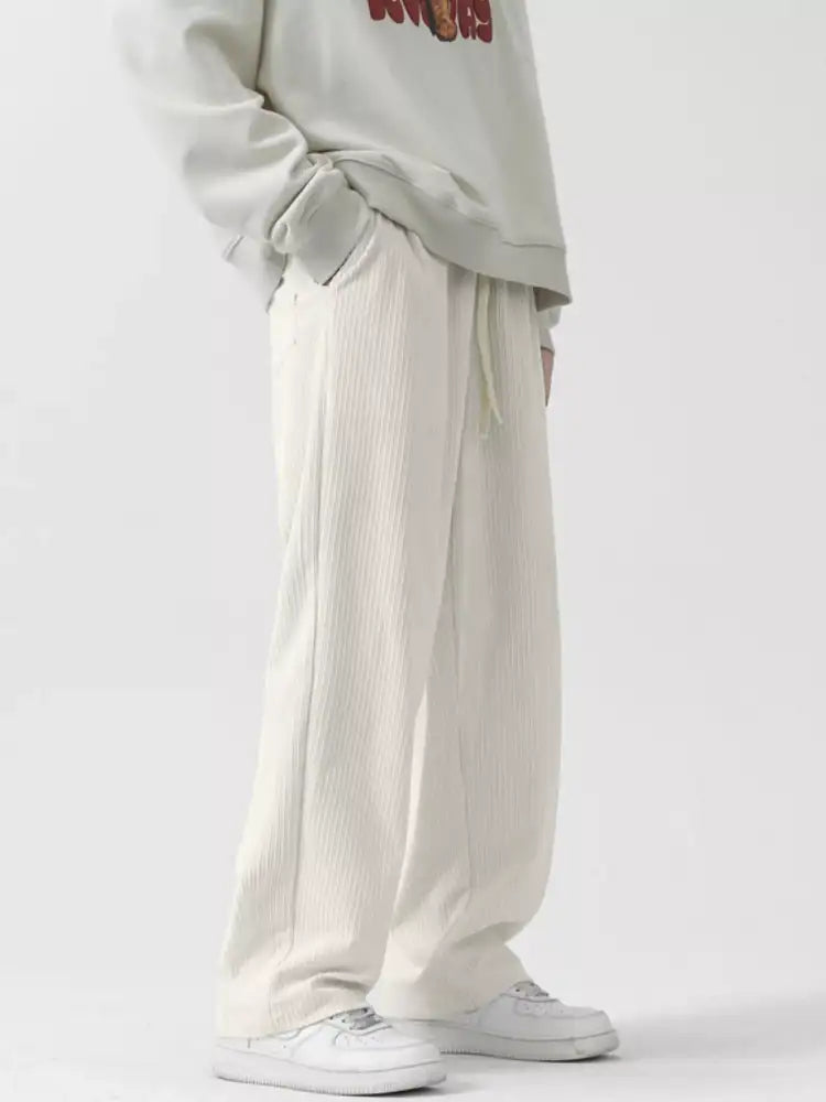 Men’s Full Size Drawstring Wide Leg Corduroy Pants Plus