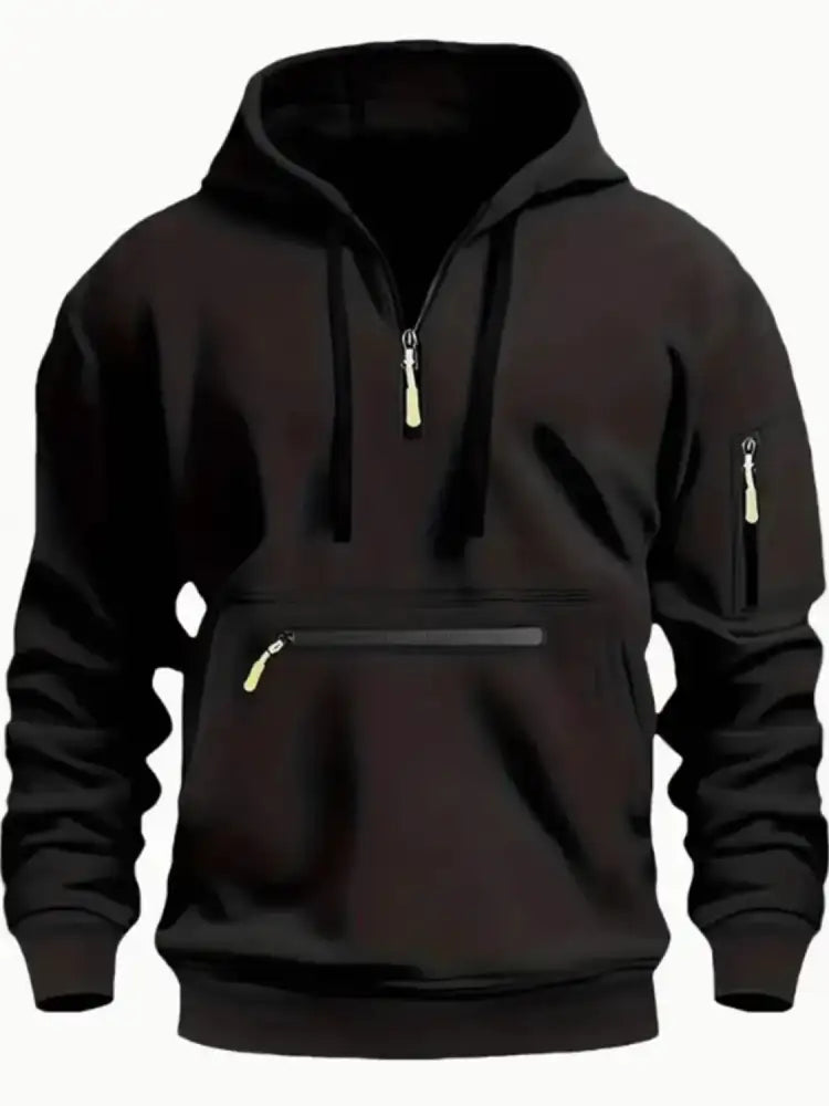 Men’s Full Size Half Zip Long Sleeve Hoodie Plus