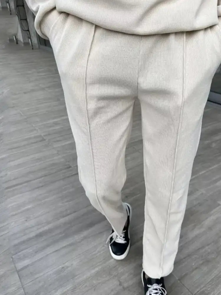 Men’s Full Size Half Zip Long Sleeve Top and Pants Plus