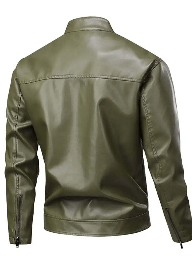Men’s Full Size Leather Zip Up Jacket Plus