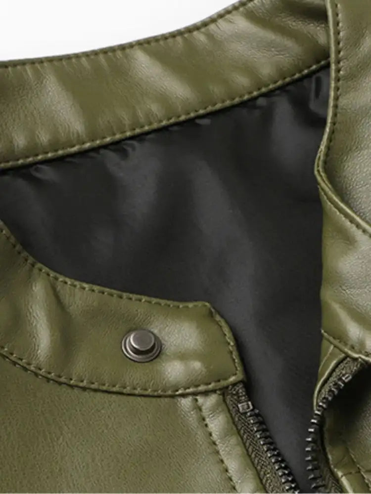 Men’s Full Size Leather Zip Up Jacket Plus