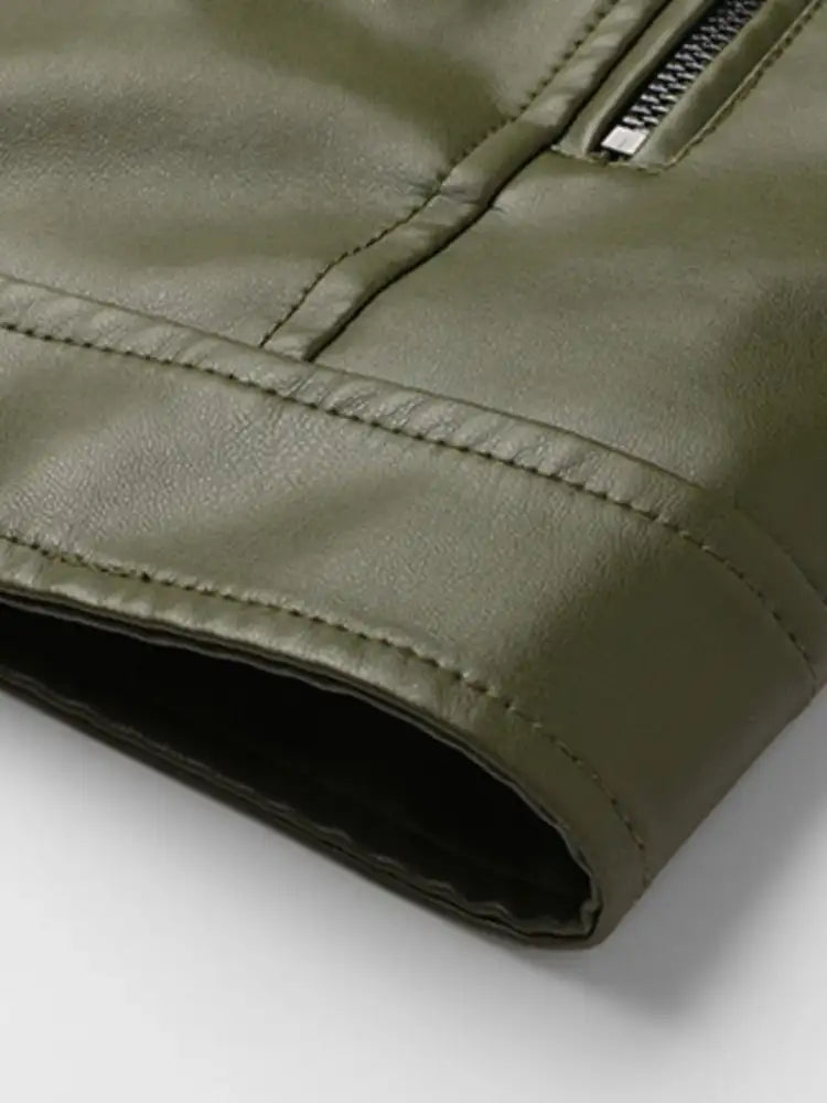 Men’s Full Size Leather Zip Up Jacket Plus