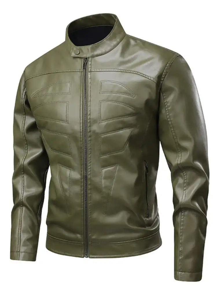 Men’s Full Size Leather Zip Up Jacket Plus