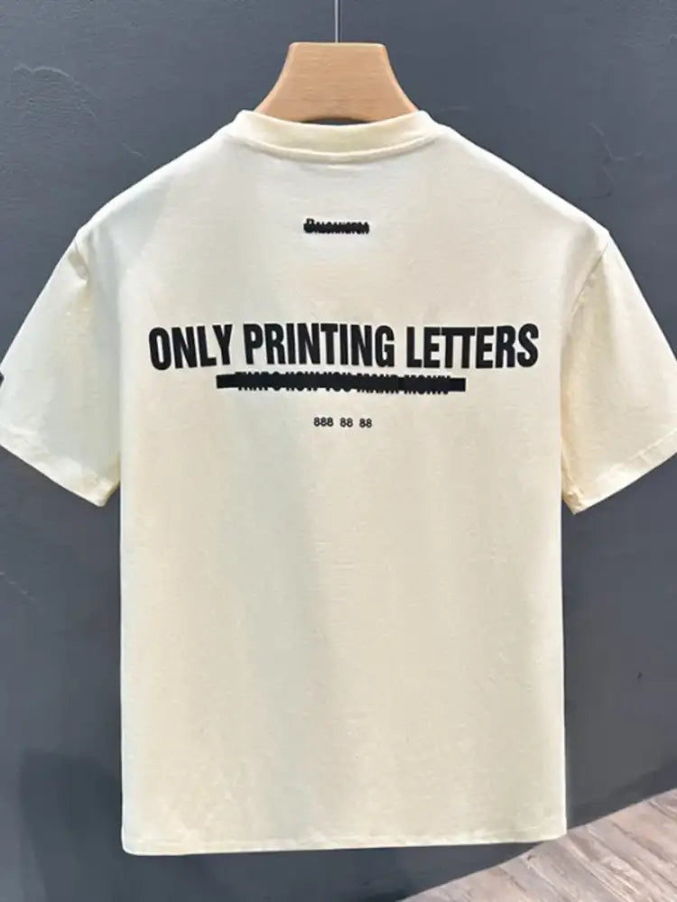 Men’s Full Size Letter Round Neck Short Sleeve T-Shirt Plus Size