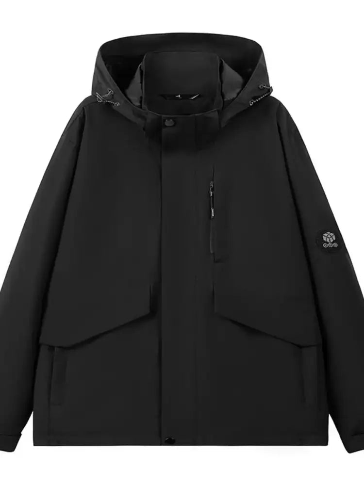 Men’s Full Size Long Sleeve Hooded Windbreaker Jacket Plus