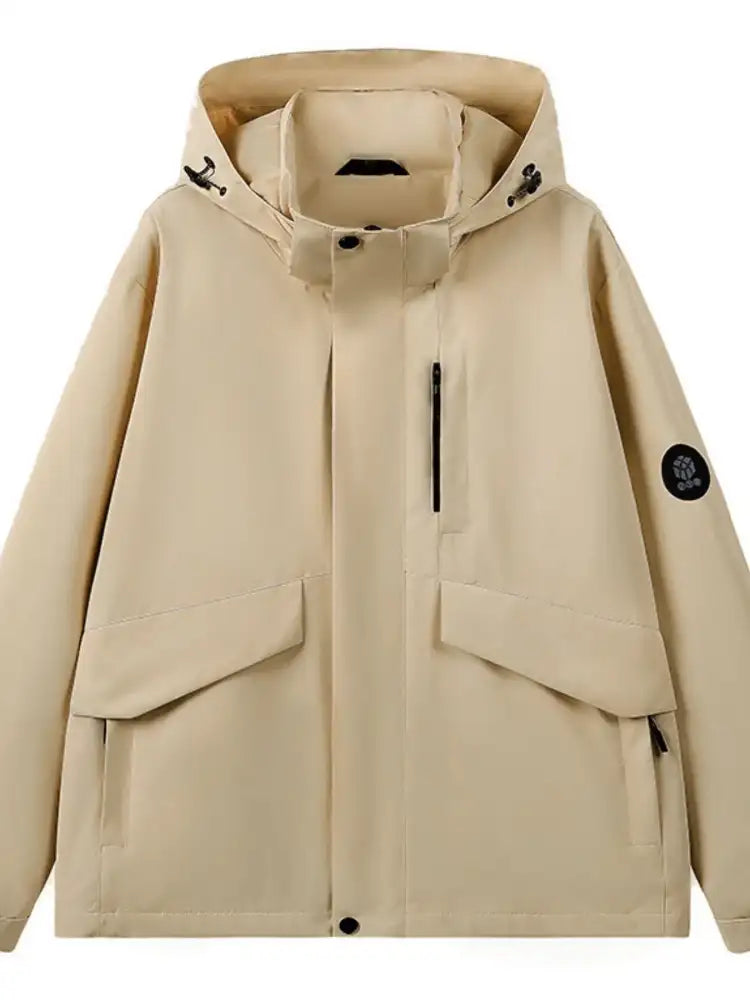 Men’s Full Size Long Sleeve Hooded Windbreaker Jacket Plus