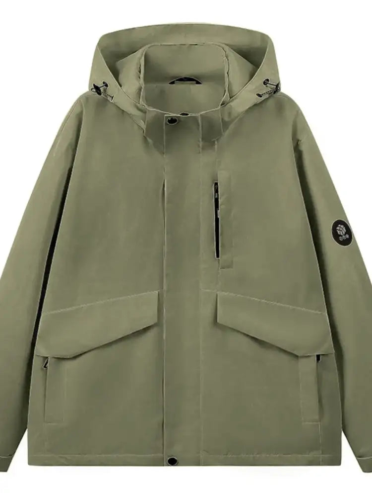 Men’s Full Size Long Sleeve Hooded Windbreaker Jacket Plus