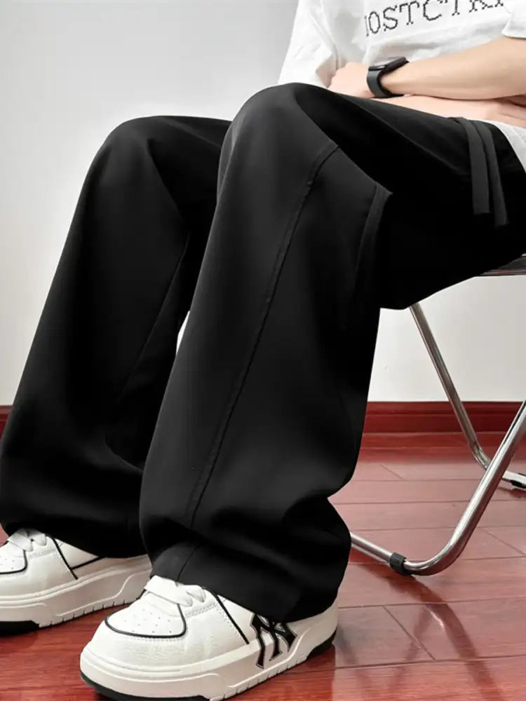 Men’s Full Size Loose Fit Drawstring Wide Leg Pants Plus