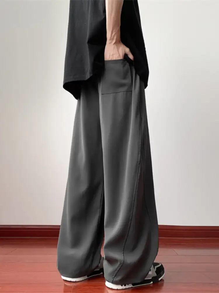 Men’s Full Size Loose Fit Drawstring Wide Leg Pants Plus