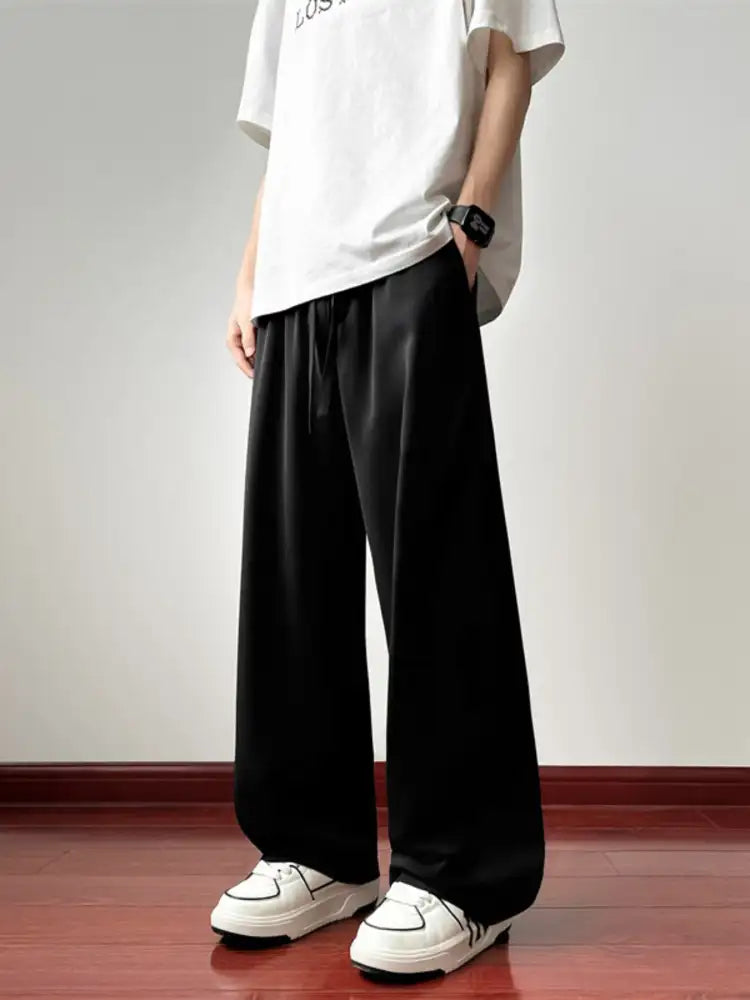 Men’s Full Size Loose Fit Drawstring Wide Leg Pants Plus