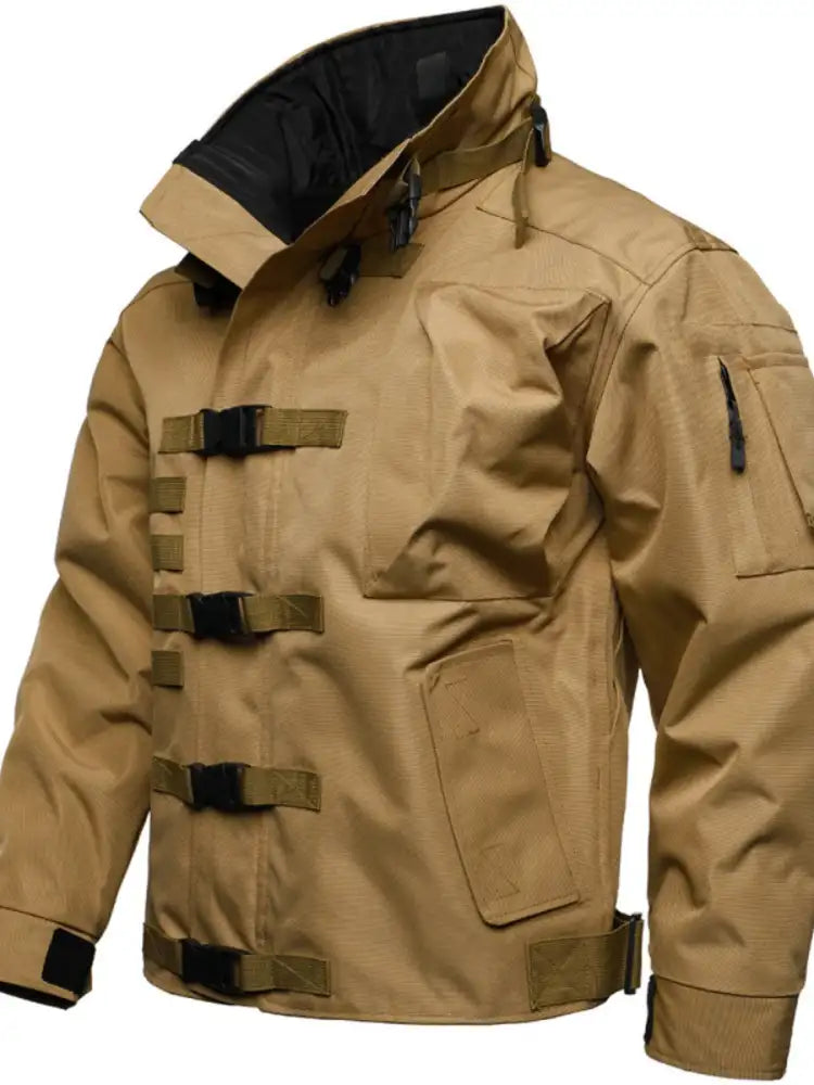 Men’s Full Size Multi Buckle Water-Resistant Jacket Plus