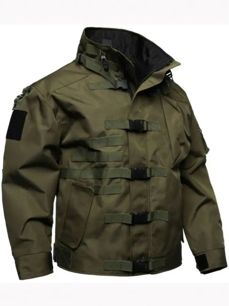 Men’s Full Size Multi Buckle Water-Resistant Jacket Plus