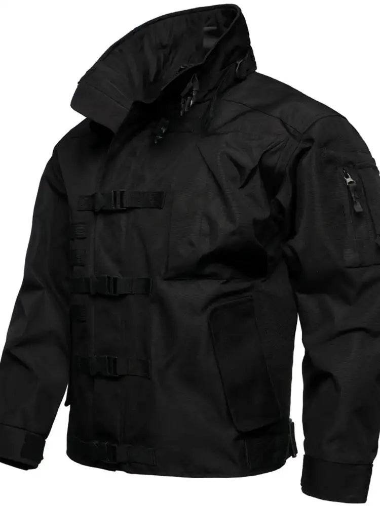Men’s Full Size Multi Buckle Water-Resistant Jacket Plus