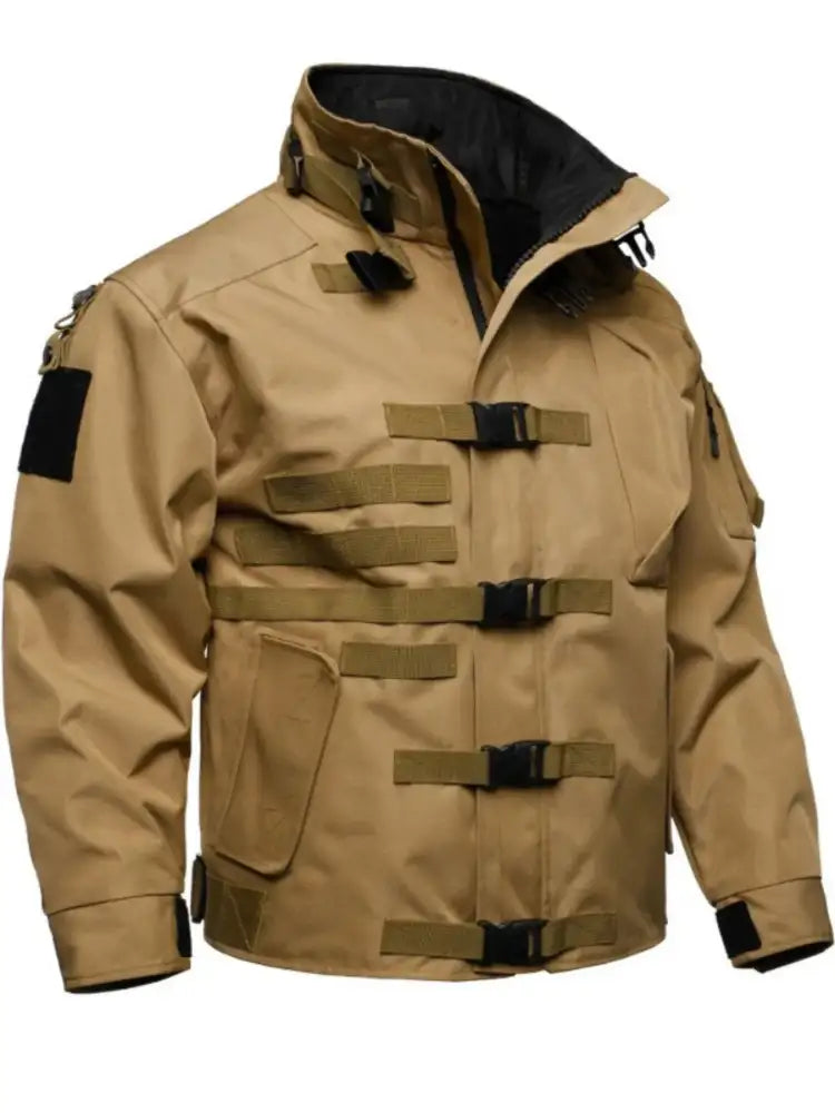Men’s Full Size Multi Buckle Water-Resistant Jacket Plus