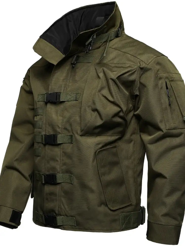 Men’s Full Size Multi Buckle Water-Resistant Jacket Plus