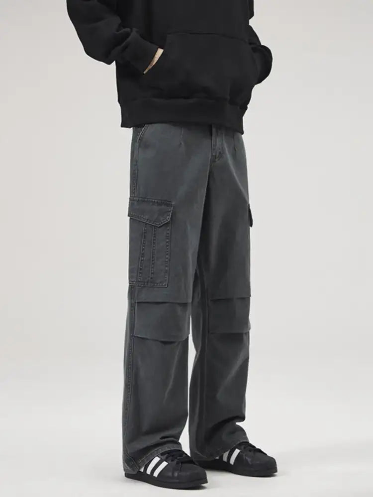 Men’s Full Size Multi-Pocket Cargo Pants with Ruched Detail Plus