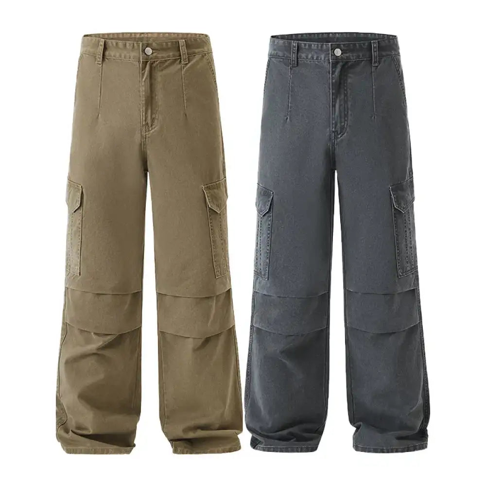 Men’s Full Size Multi-Pocket Cargo Pants with Ruched Detail Plus