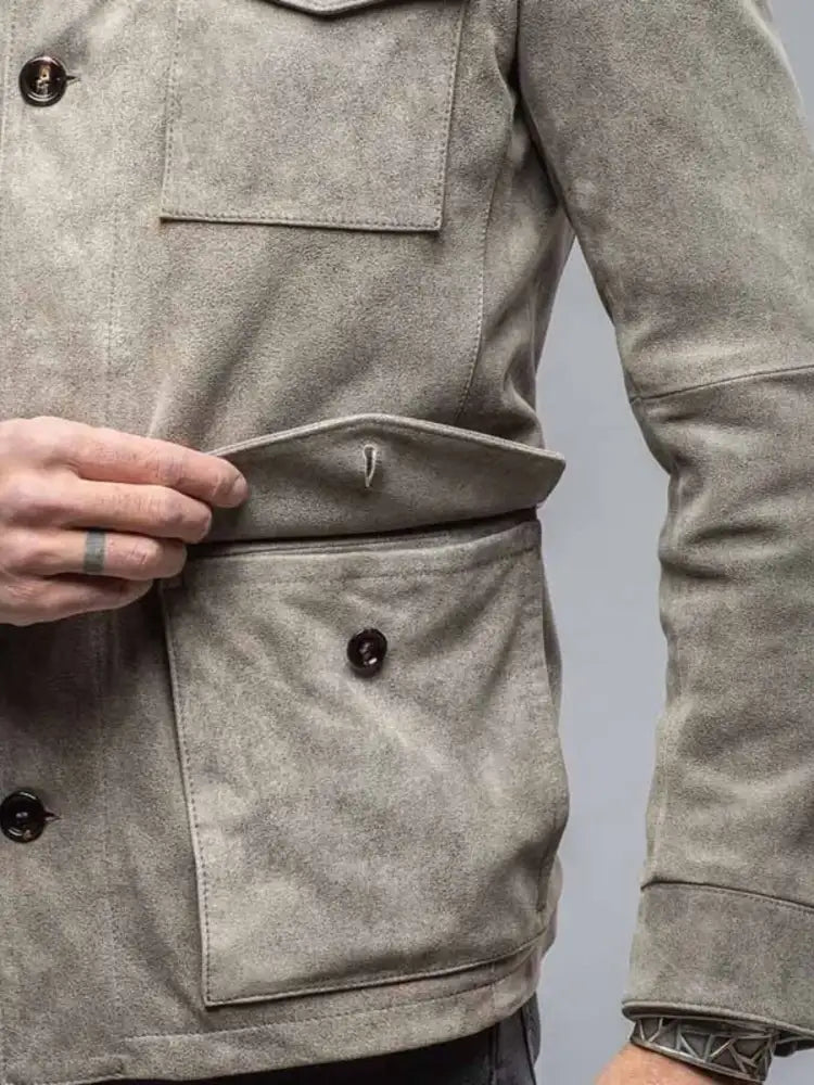 Men’s Full Size Multi-Pocket Long Sleeve Jacket Plus