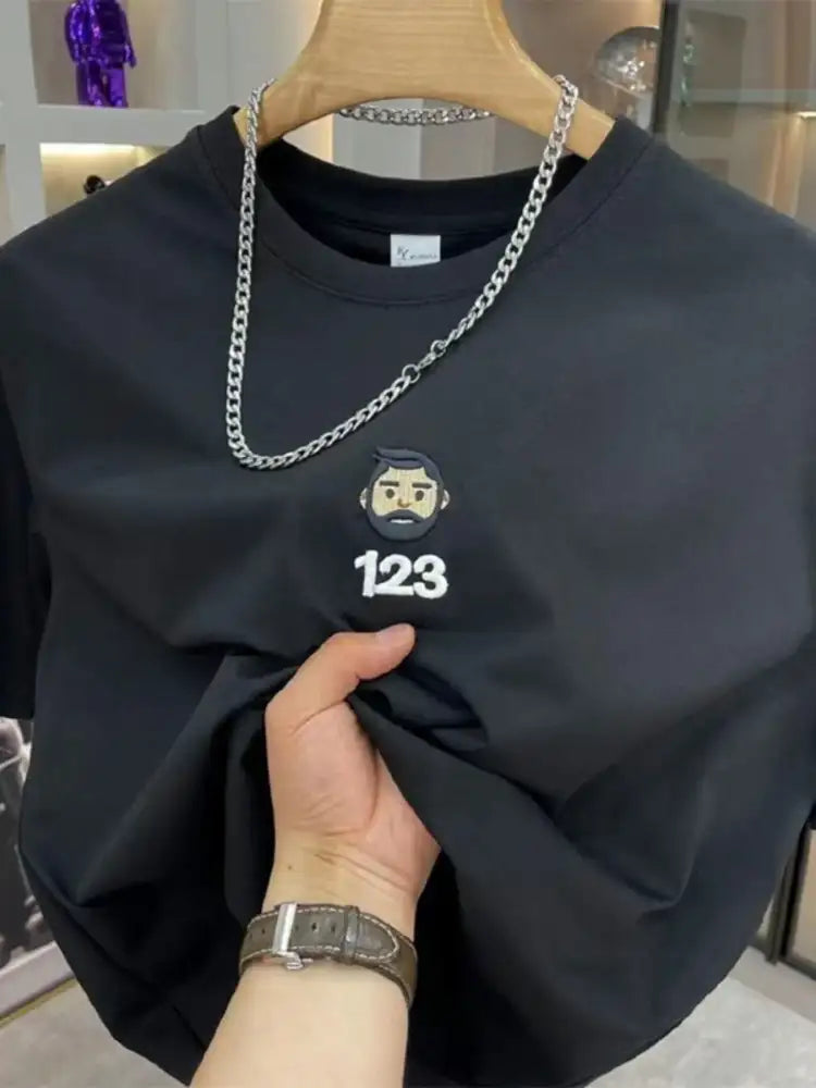 Men’s Full Size Number 123 Round Neck T-Shirt Plus