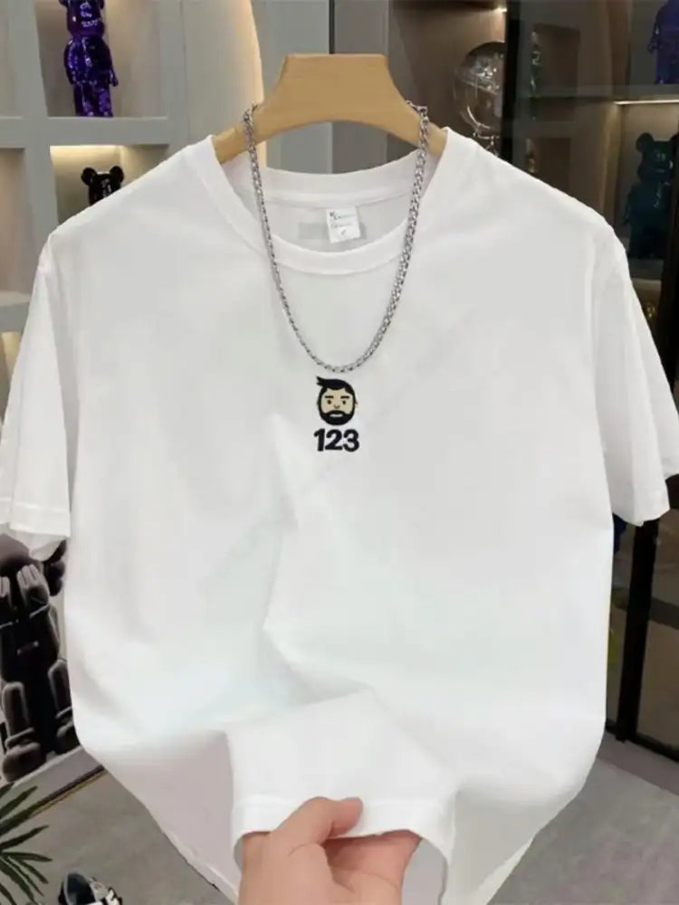 Men’s Full Size Number 123 Round Neck T-Shirt Plus