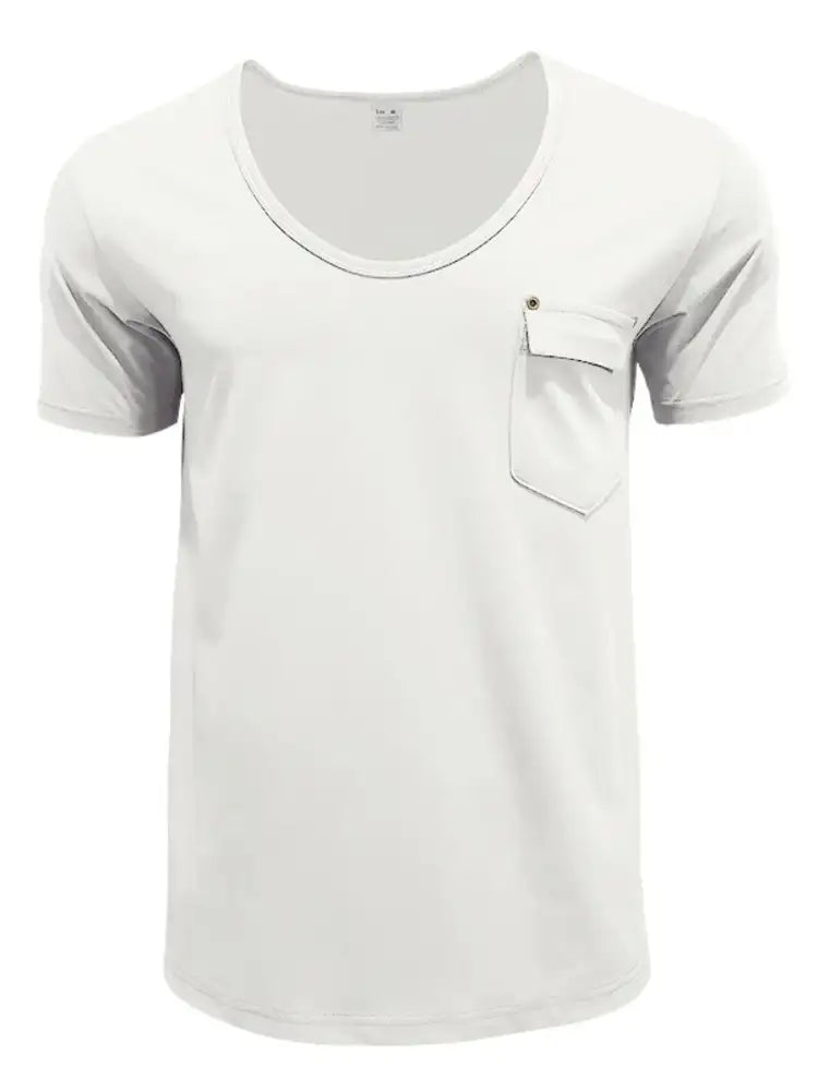 Men’s Full Size Pocketed V-Neck T-Shirt Plus