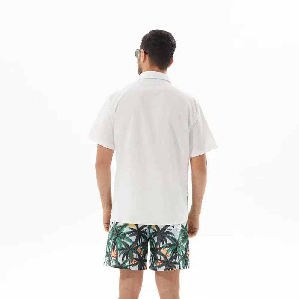 Men’s Full Size Printed Short Sleeve Shirt and Shorts Set Plus