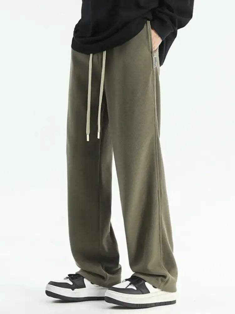 Men’s Full Size Relaxed Fit Drawstring Wide Leg Pants Plus