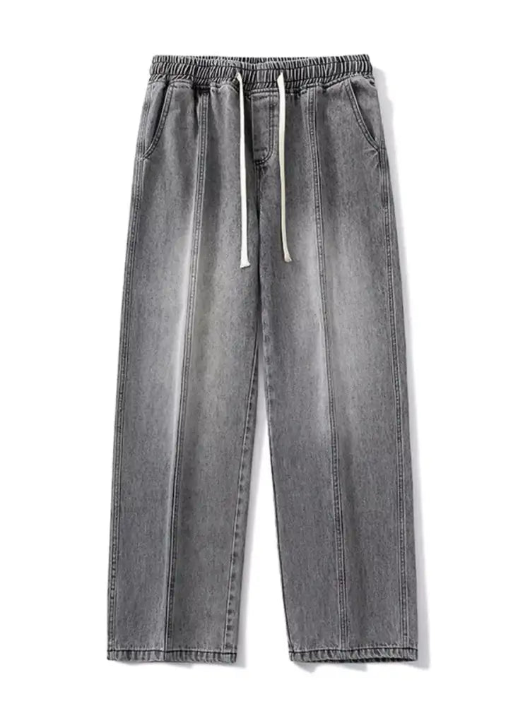 Men’s Full Size Relaxed Fit Wide Leg Drawstring Jeans Plus