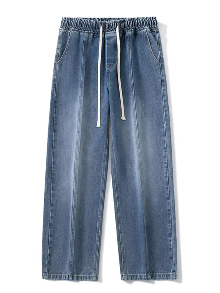 Men’s Full Size Relaxed Fit Wide Leg Drawstring Jeans Plus
