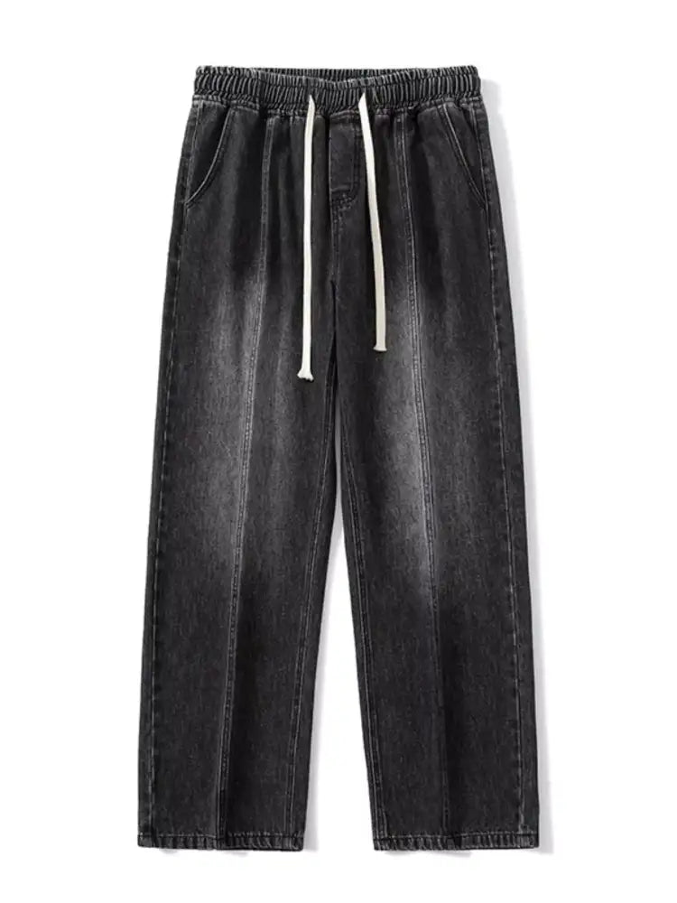 Men’s Full Size Relaxed Fit Wide Leg Drawstring Jeans Plus