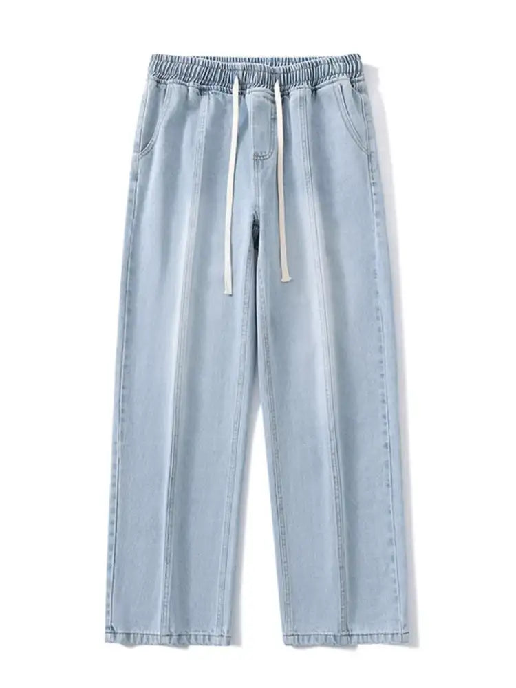 Men’s Full Size Relaxed Fit Wide Leg Drawstring Jeans Plus