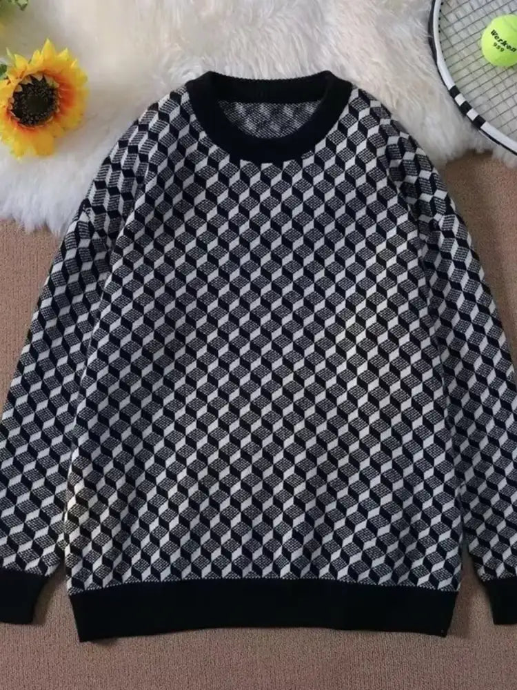 Men’s Full Size Round Neck Long Sleeve Sweater Plus