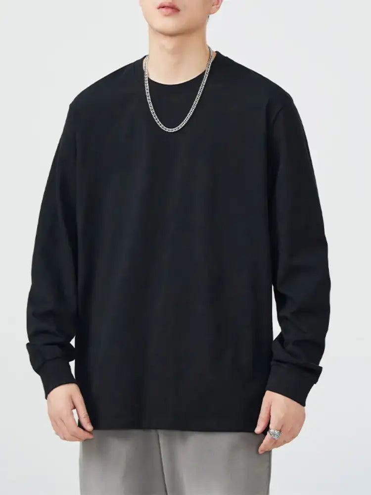 Men’s Full Size Round Neck Long Sleeve T-Shirt Plus