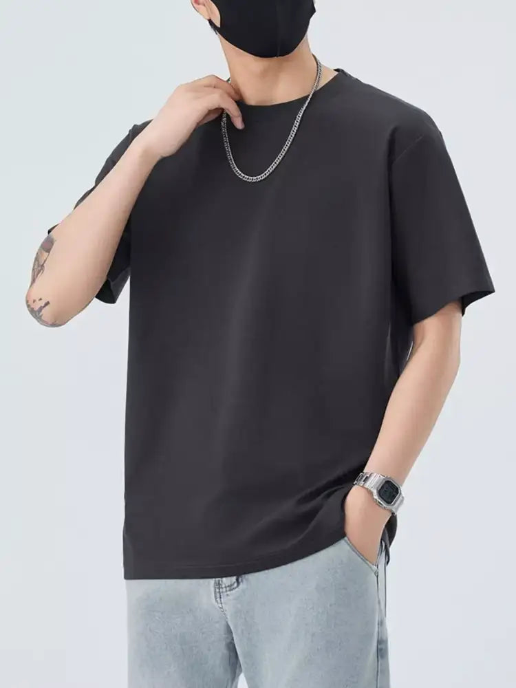 Men’s Full Size Round Neck Short Sleeve T-Shirt Plus Size