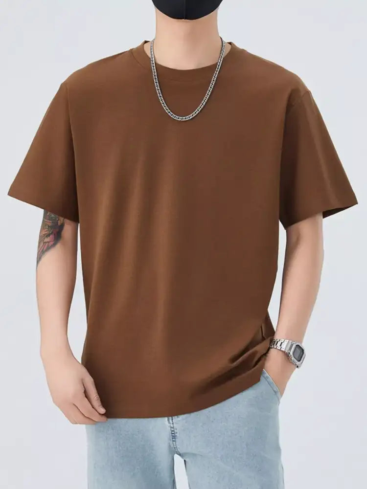 Men’s Full Size Round Neck Short Sleeve T-Shirt Plus Size
