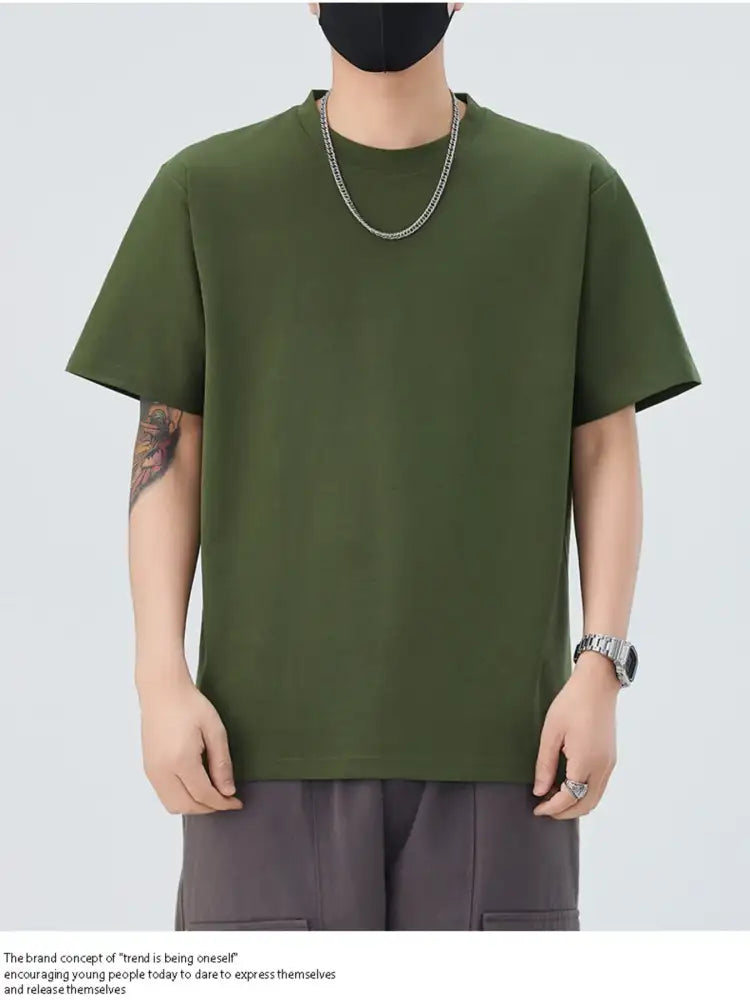 Men’s Full Size Round Neck Short Sleeve T-Shirt Plus Size