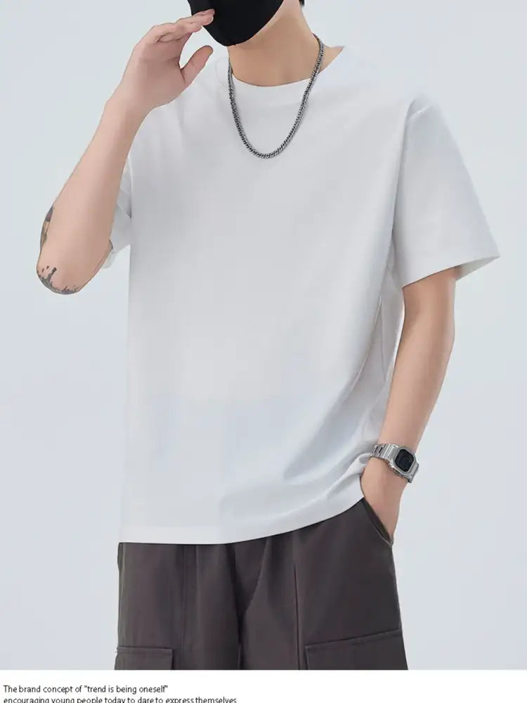 Men’s Full Size Round Neck Short Sleeve T-Shirt Plus Size