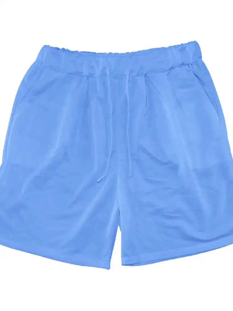 Men’s Full Size Round Neck Short Sleeve Top and Shorts Set Plus