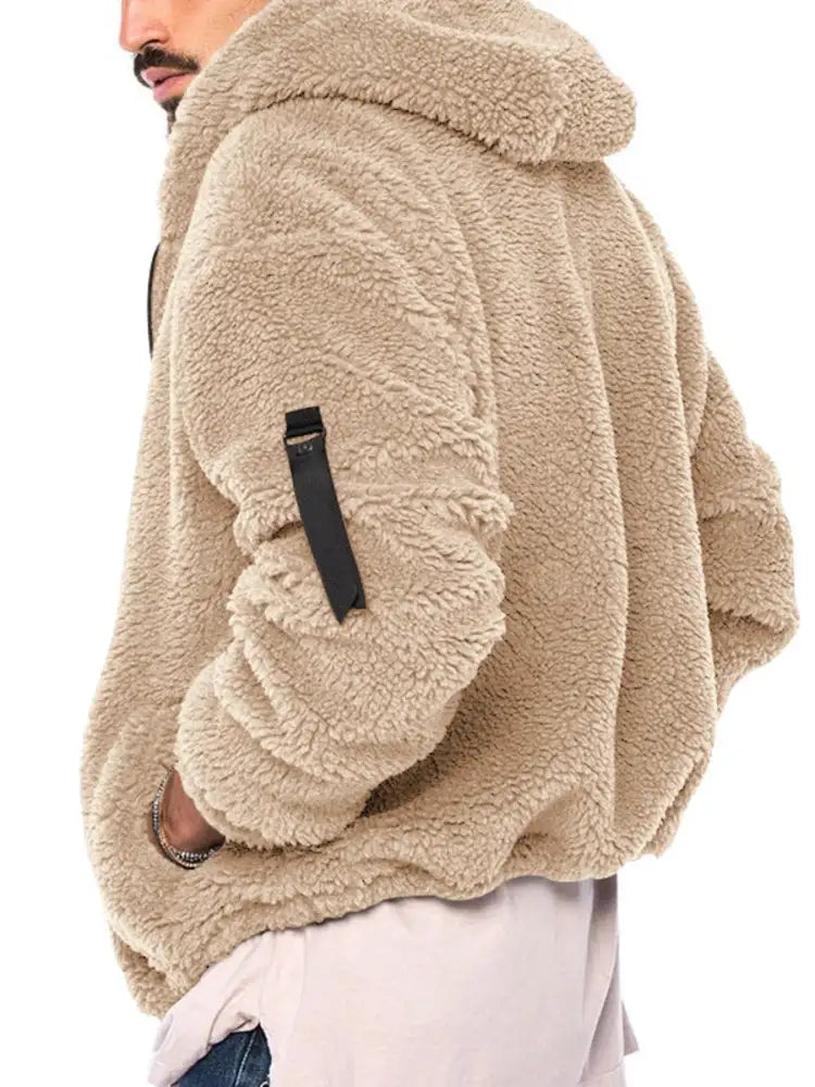 Men’s Full Size Sherpa Fleece Hooded Zip-Up Jacket Plus