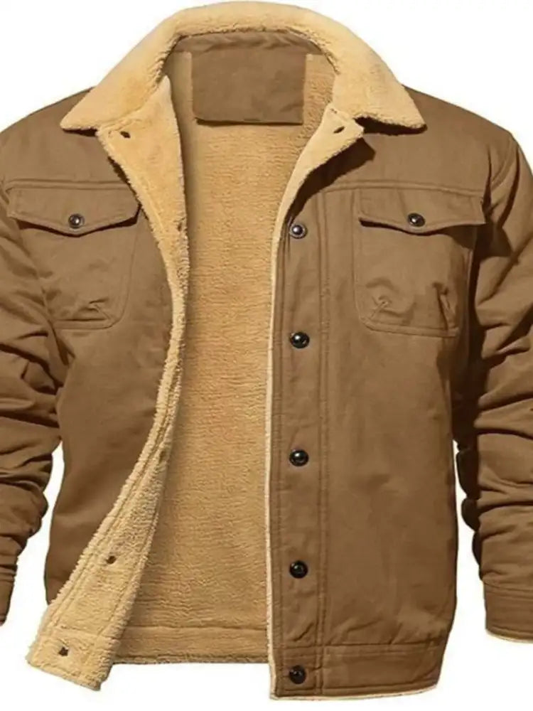 Men’s Full Size Sherpa Lined Long Sleeve Jacket Plus