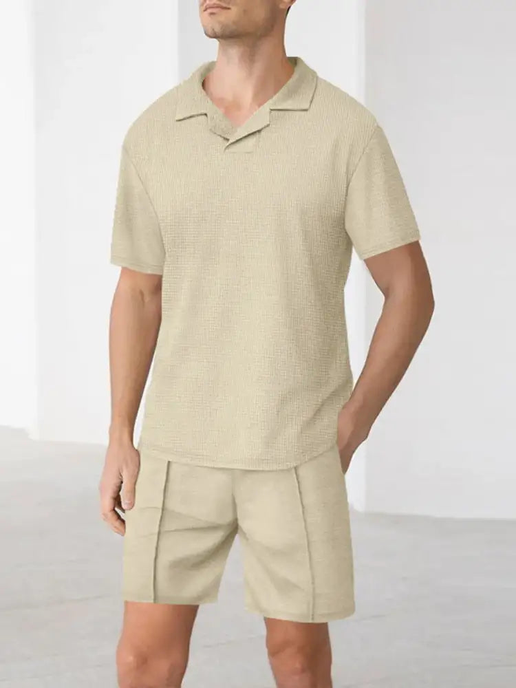 Men’s Full Size Short Sleeve Top and Shorts Matching Set Plus