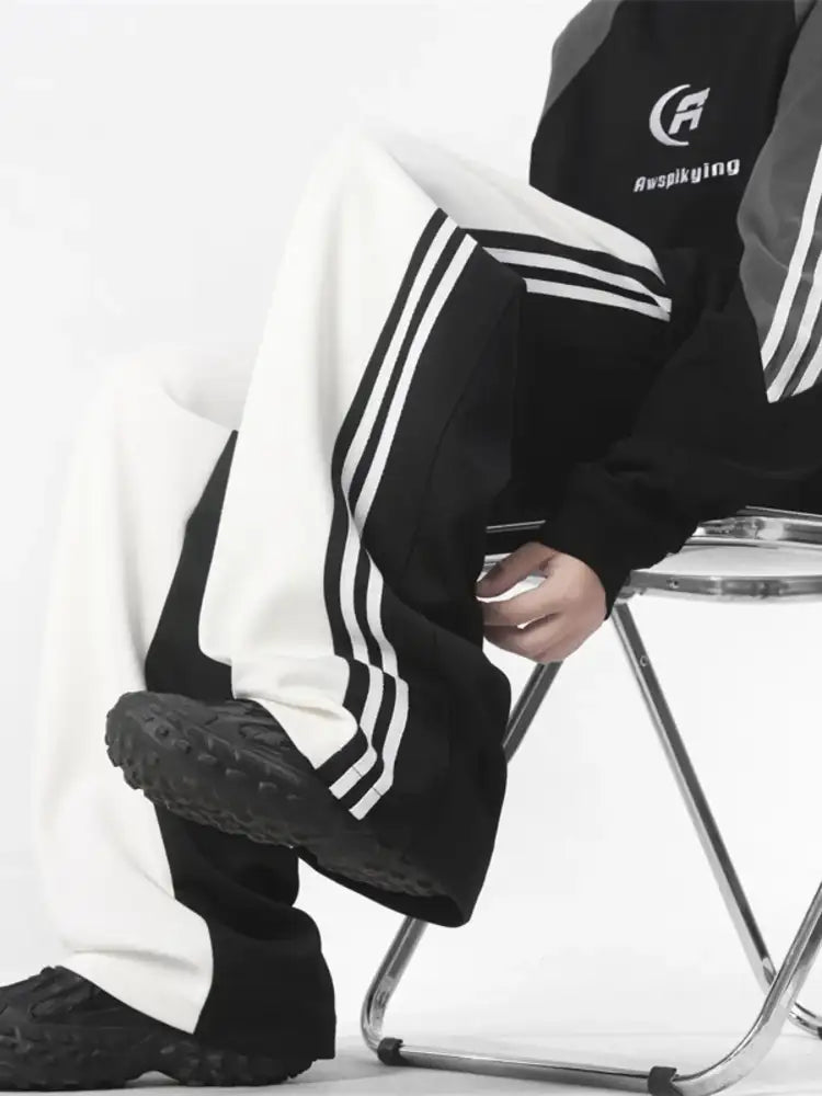 Men’s Full Size Side Striped Wide Leg Pants Plus