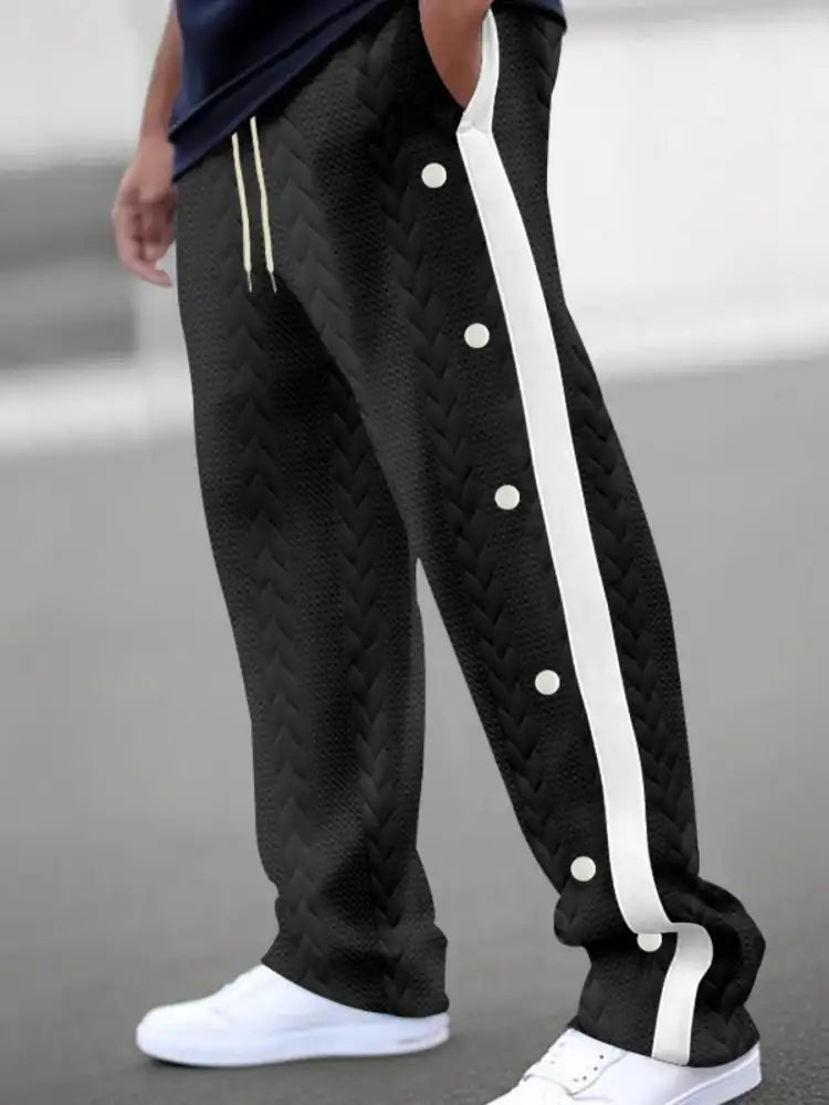 Men’s Full Size Textured Drawstring Pants Plus