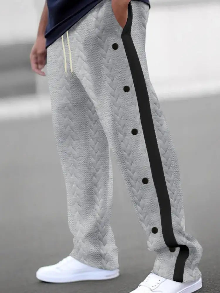 Men’s Full Size Textured Drawstring Pants Plus