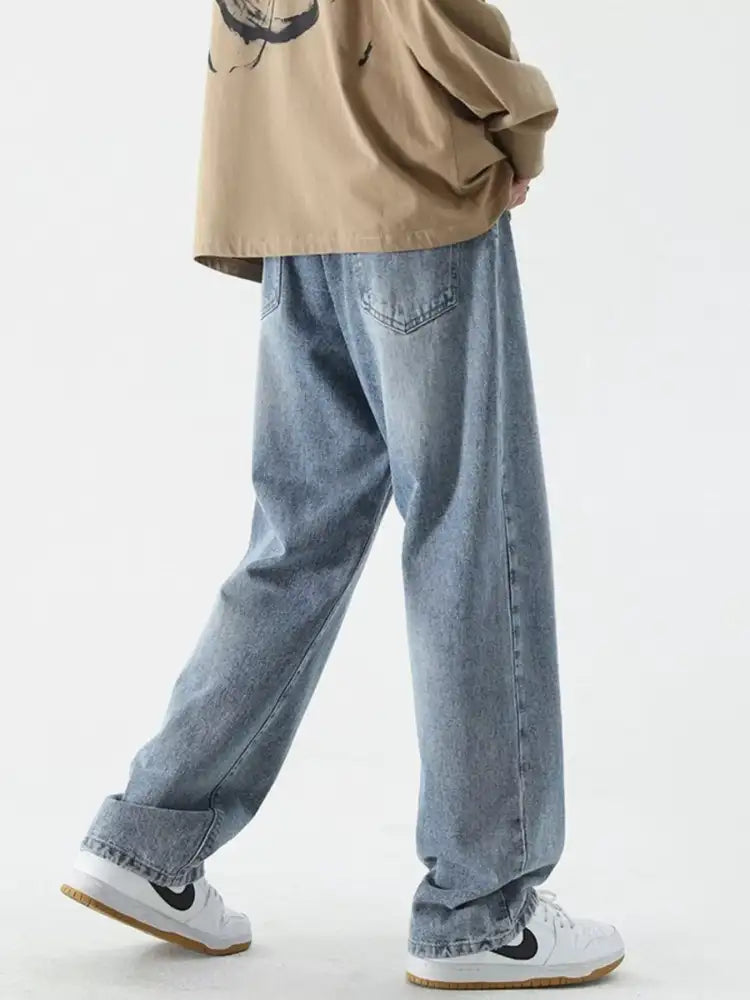 Men’s Full Size Vintage Wash Wide Leg Jeans Plus