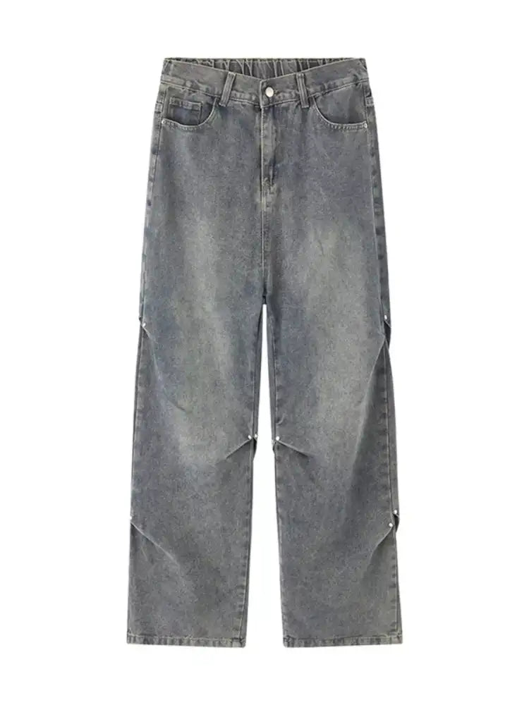 Men’s Full Size Vintage Wash Wide Leg Jeans Plus