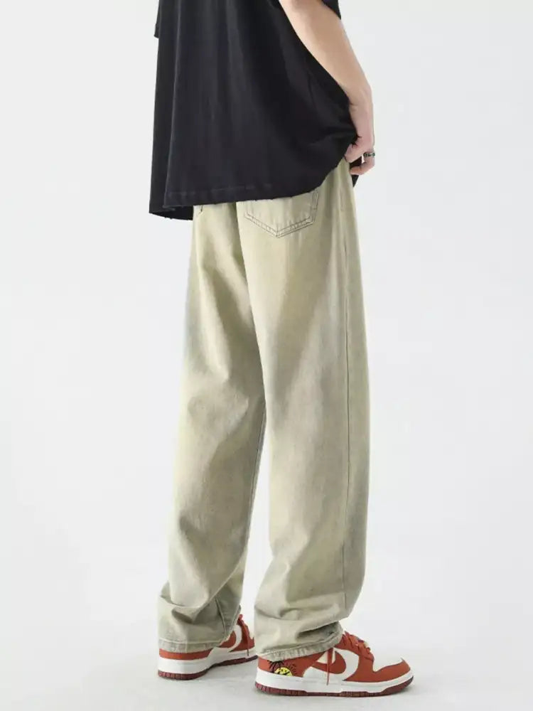 Men’s Full Size Vintage Wash Wide Leg Jeans Plus