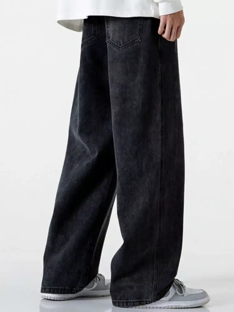 Men’s Full Size Vintage Wash Wide Leg Jeans Plus