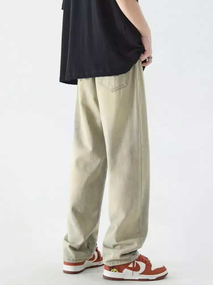 Men’s Full Size Vintage Wash Wide Leg Jeans Plus